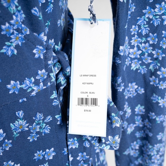 Draper James RSVP Wrap Dress Floral Long Sleeve Blue Size S - Picture 9 of 12